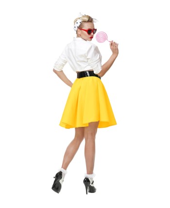 FALDA AMARILLA AÑOS 50 ROCK AND ROLL PARA MUJER