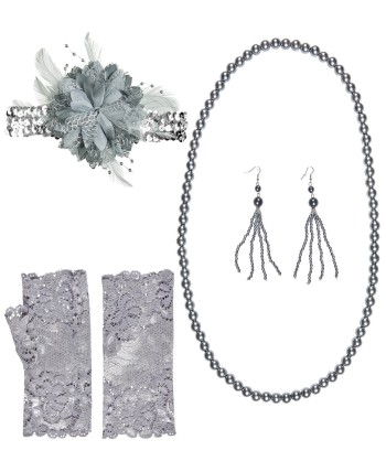 SET DE COMPLEMENTOS CHARLESTON PLATEADOS