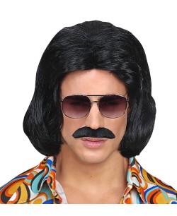 PELUCA AÑOS 70 HOMBRE MORENA CON BIGOTE