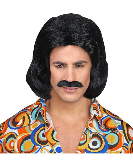 PELUCA AÑOS 70 HOMBRE MORENA CON BIGOTE
