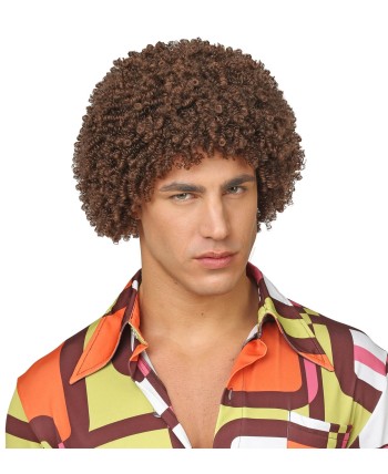 PELUCA RIZADA CASTAÑA MICRORIZO AÑOS 70