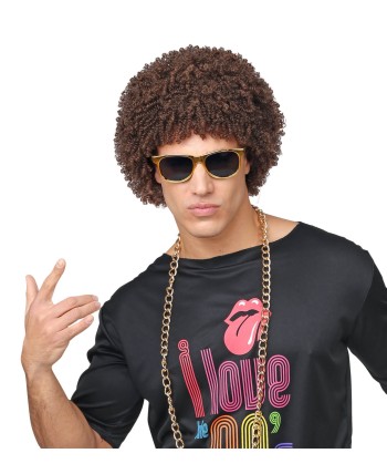 PELUCA RIZADA CASTAÑA MICRORIZO AÑOS 70