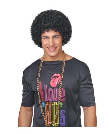 PELUCA RIZADA MORENA/NEGRA MICRORIZO AÑOS 70