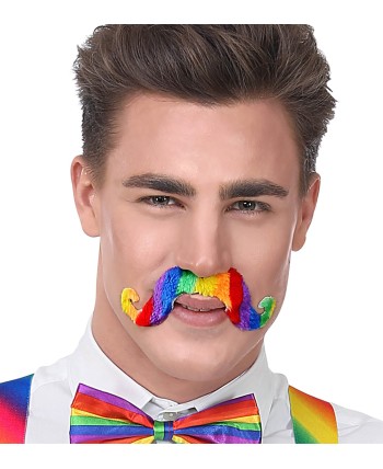 BIGOTE ARCOIRIS CON ADHESIVO