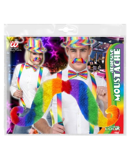 BIGOTE ARCOIRIS CON ADHESIVO