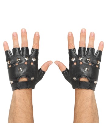GUANTES SIN DEDOS NEGROS TACHUELAS