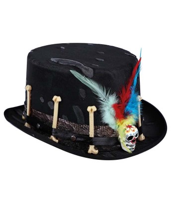 CHISTERA STEAMPUNK CON PLUMAS HUESOS Y PLUMAS