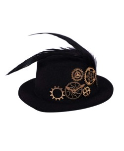 CHISTERA MINI STEAMPUNK NEGRA DECORADA