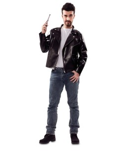 CHAQUETA EFECTO CUERO NEGRA PARA HOMBRE