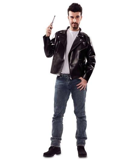 CHAQUETA EFECTO CUERO NEGRA PARA HOMBRE