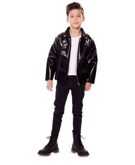 CHAQUETA EFECTO CUERO NEGRA PARA NIÑO