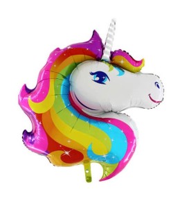GLOBO DE HELIO CABEZA UNICORNIO ARCOIRIS