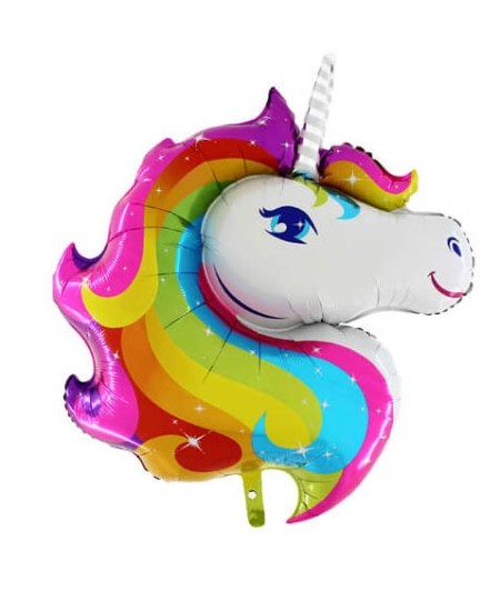 GLOBO DE HELIO CABEZA UNICORNIO ARCOIRIS