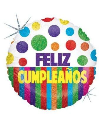 GLOBO DE HELIO HOLOGRAFIADO FELIZ CUMPLEAÑOS