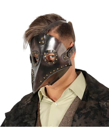 CARETA DE LA PESTE MARRON CON TACHUELAS