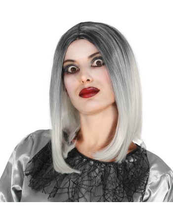 PELUCA MEDIA MELENA BLANCA CON RAIZ NEGRA