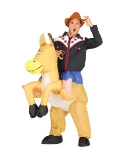 DISFRAZ DE VAQUERO CON CABALLO HINCHABLE PARA ADULTO