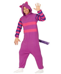 DISFRAZ DE GATO BUZO ALICIA RAYADO ROSA Y MORADO PARA HOMBRE