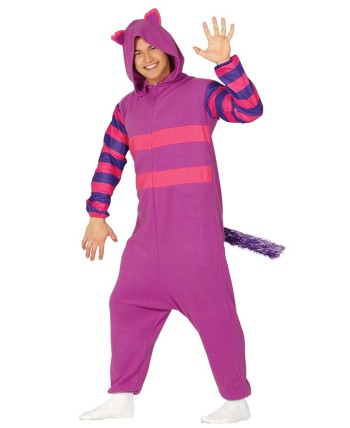 DISFRAZ DE GATO BUZO ALICIA RAYADO ROSA Y MORADO
