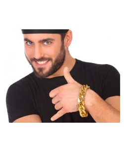 PULSERA MACARRA CADENA GIGANTE DORADO