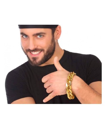 PULSERA MACARRA CADENA GIGANTE DORADO
