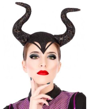 DIADEMA CUERNOS MALEFICA DECORADOS