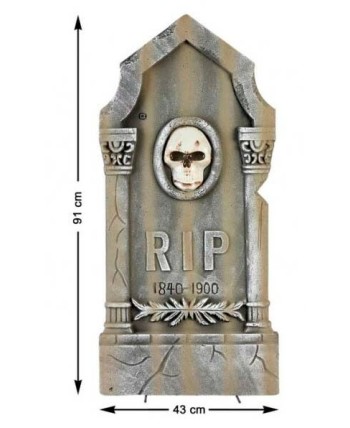 LAPIDA GIGANTE LUZ CON CALAVERA RELIEVE