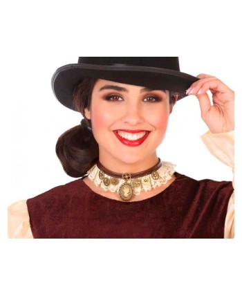 COLLAR STEAMPUNK CAMAFEO Y PUNTILLA