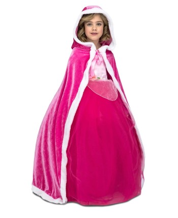 CAPA ROSA CON CAPUCHA TERCIOPELO NIÑA