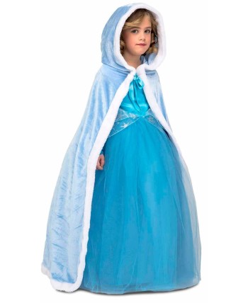 CAPA AZUL CON CAPUCHA TERCIOPELO PARA NIÑA
