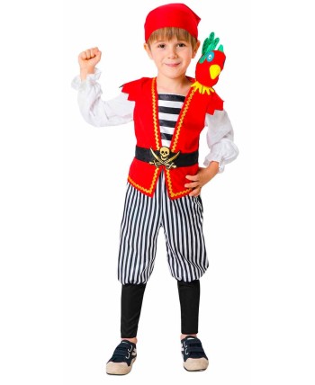DISFRAZ DE PIRATA CARIBEÑO CON LORO PARA NIÑO