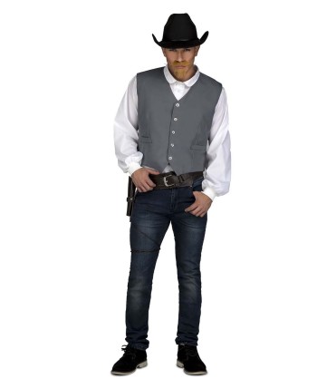 CHALECO GRIS VAQUERO ELEGANTE