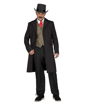 ABRIGO VAQUERO NEGRO ELEGANTE PARA HOMBRE