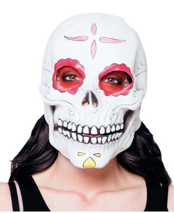 CARETA CALAVERA MEJICANA MUJER ORBITALES ROSAS