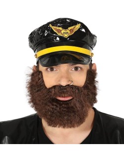 BARBA CASTAÑA MEDIANA TUPIDA ADHESIVA