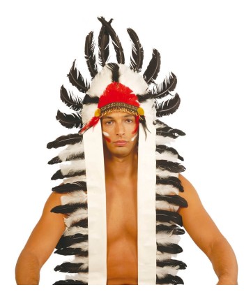 PENACHO SUPERJEFE INDIO BLANCO Y NEGRO LARGO