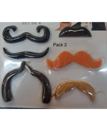 SET 6 BIGOTES SURTIDOS FORMAS Y COLORES