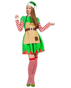 DISFRAZ DE ELFA NAVIDEÑA CON MANDIL PARA MUJER