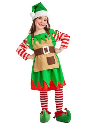 DISFRAZ DE ELFA NAVIDEÑA CON MANDIL PARA NIÑA
