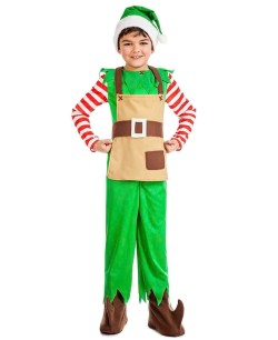 DISFRAZ DE ELFO NAVIDEÑO CON MANDIL PARA NIÑO