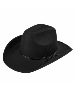 SOMBRERO VAQUERO NEGRO OSCURO CON 2 CINTAS CUERO DELUXE