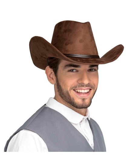 SOMBRERO VAQUERO MARRON OSCURO CON 2 CINTAS CUERO DELUXE