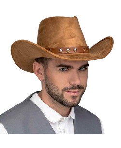SOMBRERO VAQUERO MARRON CLARO TACHUELAS DELUXE