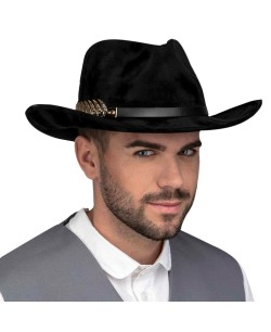 SOMBRERO VAQUERO ELEGANTE DECO PUNTAS ORO DELUXE