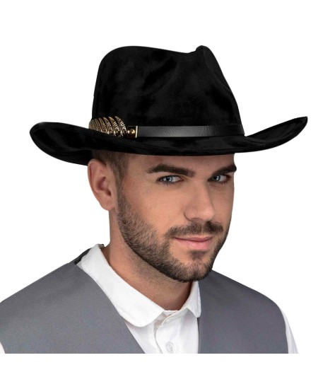 SOMBRERO VAQUERO ELEGANTE DECO PUNTAS ORO DELUXE