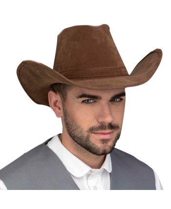 SOMBRERO VAQUERO MARRON CINTA A JUEGO DELUXE