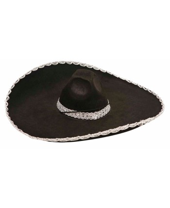 SOMBRERO MARIACHI MEJICANO NEGRO DECORADO