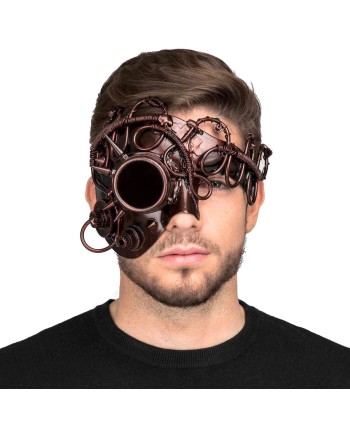 MASCARA MEDIA GAFA STEAMPUNK COBRE