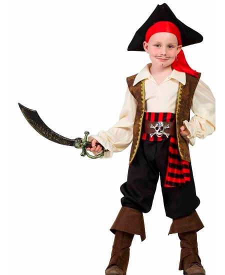 DISFRAZ DE PIRATA JACK FAJIN A RAYAS PARA NIÑO