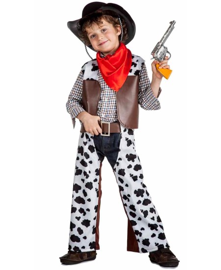 DISFRAZ DE VAQUERO VACA CHALECO Y ZAHONES PARA NIÑO